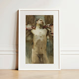 Estudio de figura masculina desnuda - John Singer Sargent impresión artística / Lienzo, 12x18’’ / 31x46cm / Marco blanco / Paspartú, pósters, impresiones y visual