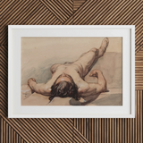 Study of a Male Nude - William Mulready Art Print / Canvas, 30x20’’ / 76x51cm / White Frame / Matboard, Posters Prints & Visual Artwork,