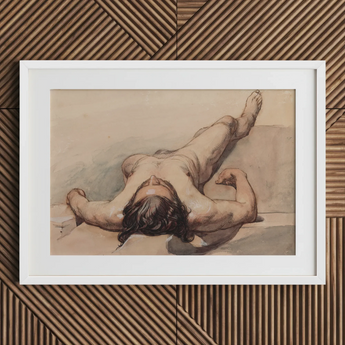 Study of a Male Nude - William Mulready Art Print / Canvas, 30x20’’ / 76x51cm / White Frame / Matboard, Posters Prints & Visual Artwork,