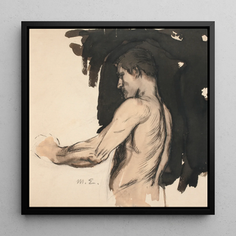 Study of a Naked Man - Magnus Enckell Art Print / Canvas, 12x12’’ / 31x31cm / Black Frame, Posters Prints & Visual Artwork, Toby Leon
