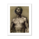 Study of Naked Man at the Turban Georges Desvallieres Art Print, Framed Dark Impressionistic Painting Man Mustache Head Depicted