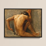 Studie eines nackten Mannes – August Andreas Jerndorff Fine Art Print / Leinwand, 16x12’’ / 41x31cm / Schwarzer Rahmen, Poster-Drucke & visuelle Kunstwerke,