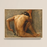 Study of a Nude Man - August Andreas Jerndorff Fine Art Print / Canvas, 16x12’’ / 41x31cm / Natural Frame, Posters Prints & Visual Artwork,