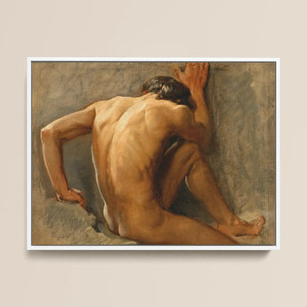 Study of a Nude Man - August Andreas Jerndorff Fine Art Print / Canvas, 16x12’’ / 41x31cm / White Frame, Posters Prints & Visual Artwork,