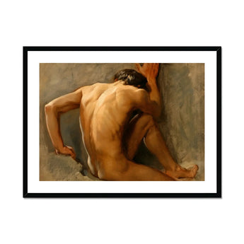 Study of a Nude Man - August Andreas Jerndorff Fine Art Print, Framed Nude Male Figure Painting