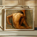 Study of a Nude Man - August Andreas Jerndorff Fine Art Print, Framed Nude Male Figure Painting