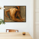 Study of a Nude Man - August Andreas Jerndorff Framed Canvas, Framed Nude Male Figure Painting