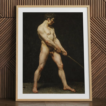 Art print of a nude man by Pierre Narcisse Guerin in natural frame