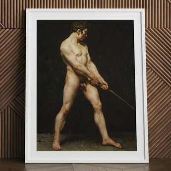 Art print of nude man, after Guérin, framed.