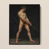 Study of a Nude Man - Follower Pierre Narcisse Guerin Art Print / Canvas Framed Classical Oil Painting Male Figure Dynamic Striking, Raw