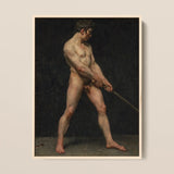 Study of a Nude Man - Follower Pierre Narcisse Guerin Art Print / Canvas Framed Classical Oil Painting Male Figure Dynamic Striking, Raw