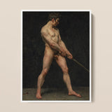 Study of a Nude Man - Follower Pierre Narcisse Guerin Art Print / Canvas Framed Classical Oil Painting Male Figure Dynamic Striking, Raw