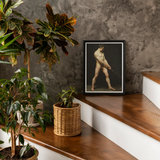 Study of a Nude Man - Follower Pierre Narcisse Guerin Art Print, Framed Black White Artistic Nude Photograph Wooden Stairs