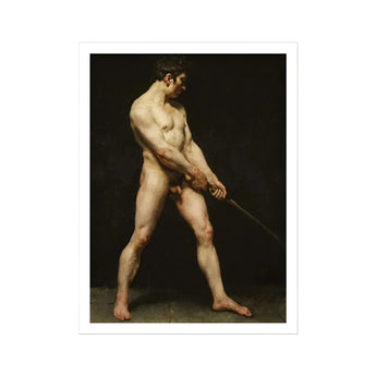 Study of a Nude Man - Follower Pierre Narcisse Guerin Art Print, Nude Male Figure Sword Classical Painting Style