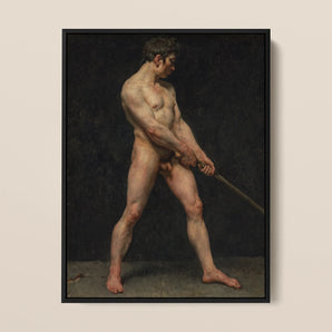Study of a Nude Man - Follower Pierre Narcisse Guerin Framed Canvas, 12x16’’ / 31x41cm / Black Floating Frame, Posters Prints & Visual