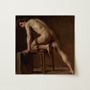 Study of a Nude Man - Gustave Courbet Art Print / Canvas, Gustave Courbet’s Study, Naked Male Form, Capturing Raw Strength