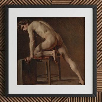 Study of a Nude Man - Gustave Courbet Art Print / Canvas Framed Classical Oil Painting Male Figure Dynamic Courbet’s, Naked Form, Capturing