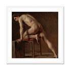 Study of a Nude Man Gustave Courbet Art Print, Nude Figure Dynamic Pose Wooden Stool