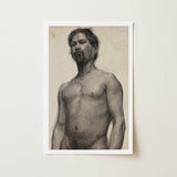 Study of a Black Man - Henry Ossawa Tanner Art Print / Canvas Framed Charcoal Sketch Bearded Detailed Textured Skin Tanner’s Strokes,
