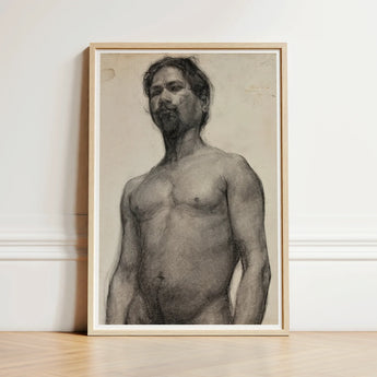 Study of a Black Man - Henry Ossawa Tanner Art Print / Canvas Framed Charcoal Sketch Bearded Light Wood Frame Tanner’s Strokes, Figure