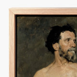 Study of a Male Model - Albert Edelfelt Fine Art Print / Canvas Framed Classical Portrait Man Dark Tousled Parisian, Ochre Dusk Prints