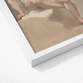 Study of a Male Nude - Edward Francis Burney Art Print / Canvas White Framed Classical Figure Soft, Erotic Monolith, Fine Prints
