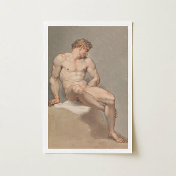 Study of a Male Nude - Edward Francis Burney Fine Art Print / Canvas Framed Classical Painting Muscular Figure Soft, Erotic Monolith, Prints