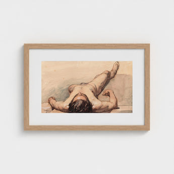 Study of a Male Nude - William Mulready Art Print / Canvas, Mulready’s, Lays, Bare, Recumbent Figure, Mapped, Victorian Academic