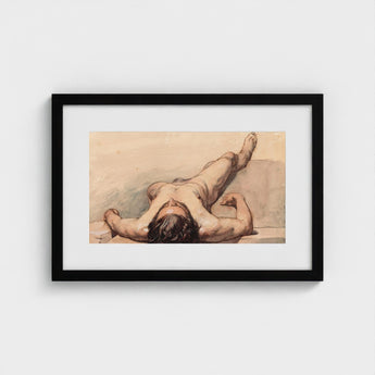 Study of a Male Nude - William Mulready Art Print / Canvas, Mulready’s, Lays, Bare, Recumbent Figure, Mapped, Victorian Academic