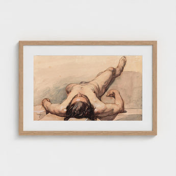 Study of a Male Nude - William Mulready Art Print / Canvas, Mulready’s, Lays, Bare, Recumbent Figure, Mapped, Victorian Academic