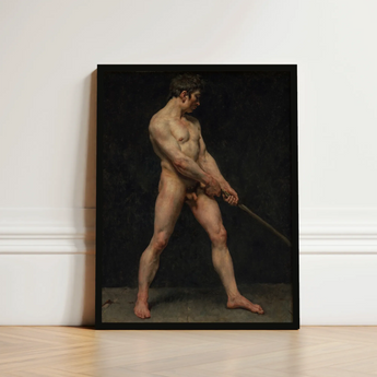 Study of a Nude Man - Follower Pierre Narcisse Guerin Art Print / Canvas Framed Classical Oil Painting Muscular Male Figure Striking, Raw