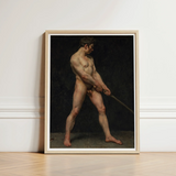 Study of a Nude Man - Follower Pierre Narcisse Guerin Art Print / Canvas Framed Classical Painting Male Figure Dynamic Pose Striking, Raw