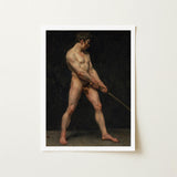 Study of a Nude Man - Follower Pierre Narcisse Guerin Art Print / Canvas Framed Classical Painting Male Figure Dynamic Striking, Raw