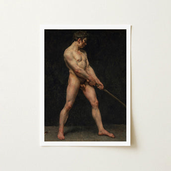 Study of a Nude Man - Follower Pierre Narcisse Guerin Art Print / Canvas Framed Classical Painting Male Figure Dynamic Striking, Raw