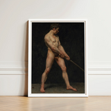 Study of a Nude Man - Follower Pierre Narcisse Guerin Art Print / Canvas Framed Classical Painting Male Figure Dynamic Pose Striking, Raw