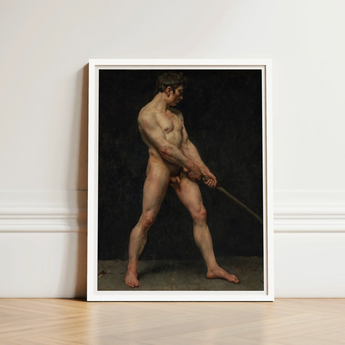 Study of a Nude Man - Follower Pierre Narcisse Guerin Art Print / Canvas Framed Classical Painting Male Figure Dynamic Pose Striking, Raw