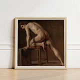Study of a Nude Man - Gustave Courbet Art Print / Canvas Framed Classical Painting Male Figure Dynamic Pose Courbet’s, Naked Form,