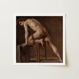 Study of a Nude Man - Gustave Courbet Art Print / Canvas Framed Classical Oil Painting Male Figure Dynamic Courbet’s, Naked Form, Capturing