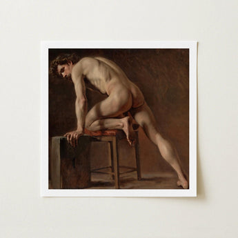 Study of a Nude Man - Gustave Courbet Art Print / Canvas Framed Classical Oil Painting Male Figure Dynamic Courbet’s, Naked Form, Capturing