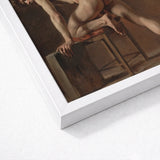 Study of a Nude Man - Gustave Courbet Art Print / Canvas White Framed Classical Painting Figures Courbet’s, Naked Male Form, Capturing Raw