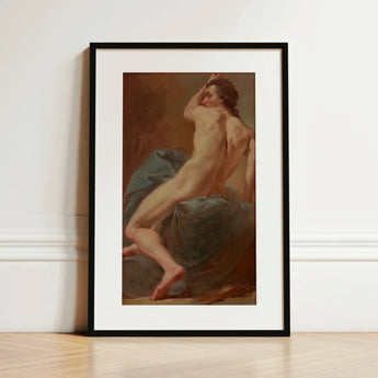 Study of a Seated Male Nude - Ubaldo Gandolfi Art Print / Canvas, Prints