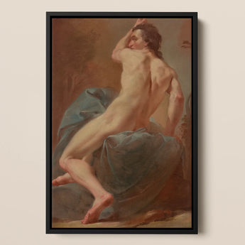 Study of a Seated Male Nude - Ubaldo Gandolfi Art Print / Canvas, Prints