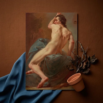 Study of a Seated Male Nude - Ubaldo Gandolfi Art Print / Canvas, Prints