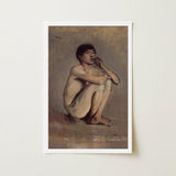 Study of a Seated Nude Young Man - Laszlo Mednyanszky Art Print / Canvas, László Mednyánszky’s, Arrives, Austro-hungarian Late Nineteenth,