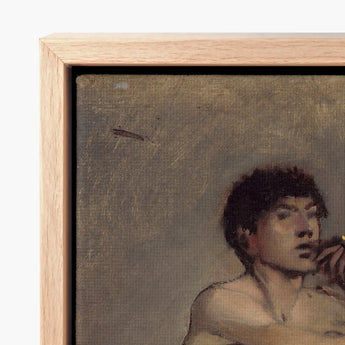 Study of a Seated Nude Young Man - Laszlo Mednyanszky Art Print / Canvas Framed Classical-style Portrait Dark, László Mednyánszky’s,