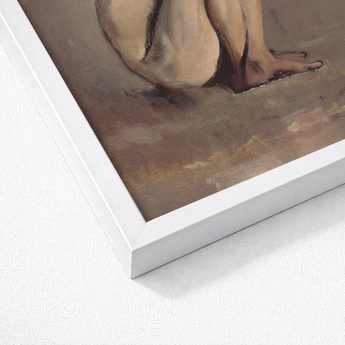 Study of a Seated Nude Young Man - Laszlo Mednyanszky Art Print / Canvas Framed Painting Figure Earthy Tones Enclosed Sleek, László