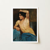 Study of a Semi Nude Male - Edouard Joseph Dantan Art Print / Canvas, Set, Dark Umber Wall Prints