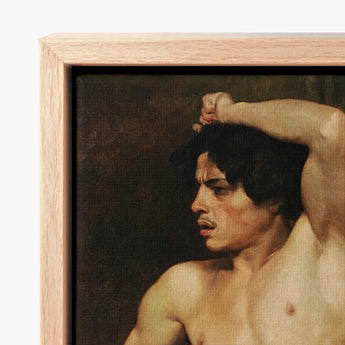 Study of a Semi Nude Male - Edouard Joseph Dantan Art Print / Canvas Framed Classical Figure Warm Tones, Set, Dark Umber Wall Prints