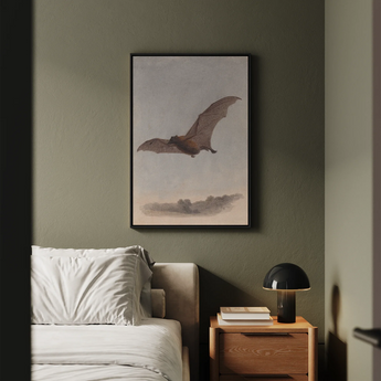 Study of a Vampire Bat - Samuel Howitt Art Print / Canvas Framed Artwork Flight Rendered Muted Sepia Tones, Prints