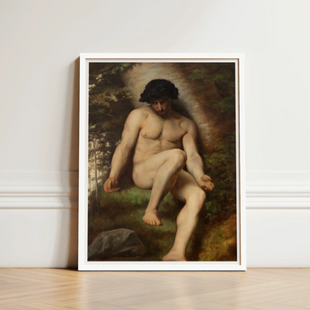 Study of Adam for Paradise - Alexandre Cabanel Fine Art Print / Canvas Framed Classical Painting Nude Male Figure Dark Hair, Cabanel’s,